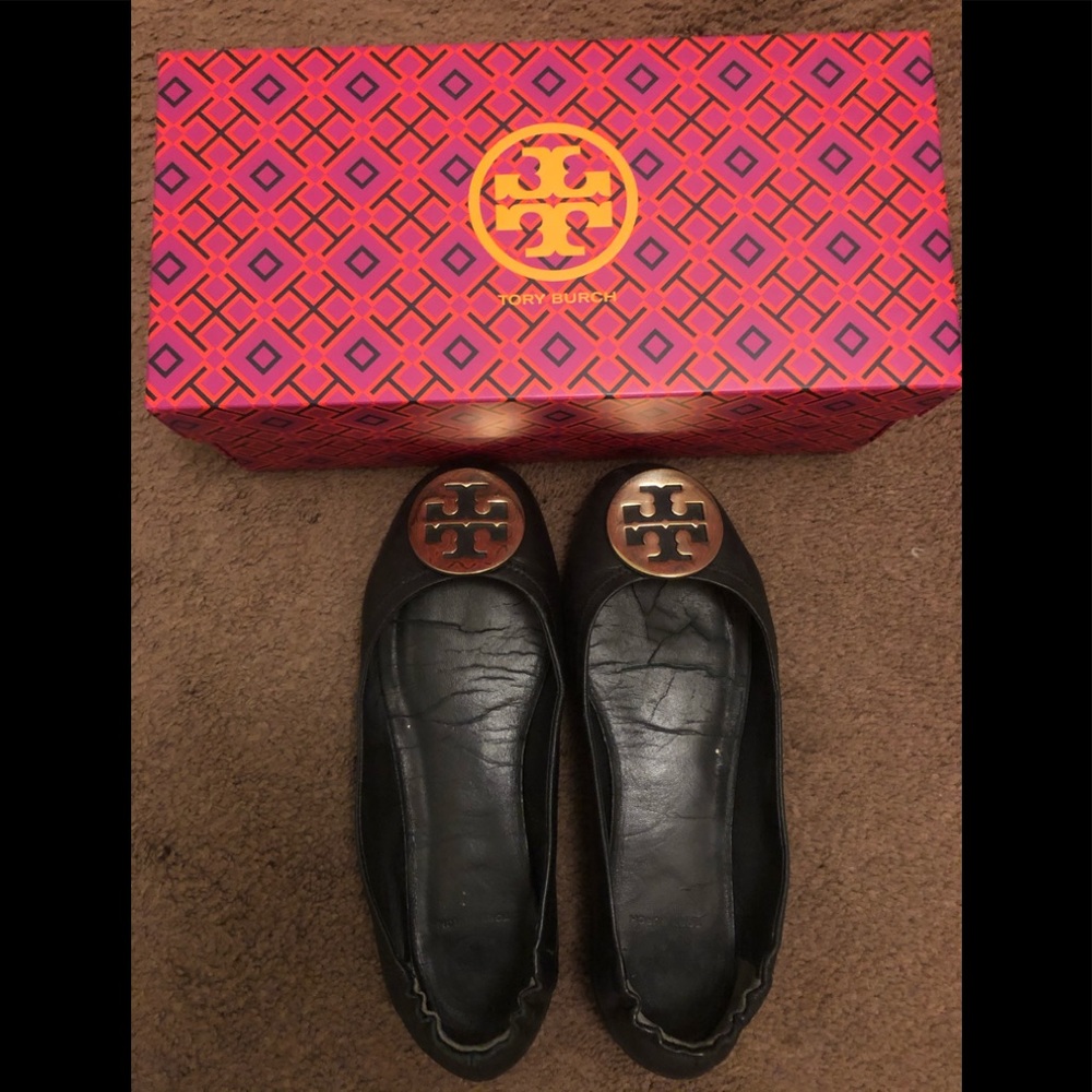 Tory Burch Minnie Travel Ballet Flat in Perfect Black/Gold